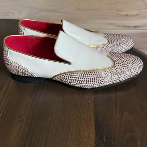Fiesso By Aurelio Garcia White/Pink With Rhinestones Slip-On Shoes Size 8 main image 5